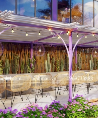 Thiết kế quán trà sữa sân vườn – Top 30+ thiết kế đẹp và ấn tượng 2026