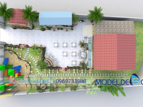 Mẫu quán cà phê sân vườn 200m2
