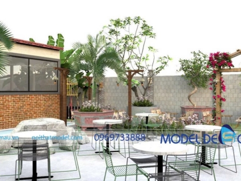 Mẫu quán cà phê sân vườn 200m2