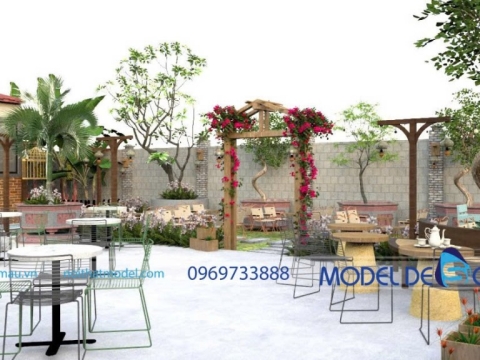 Mẫu quán cà phê sân vườn 200m2