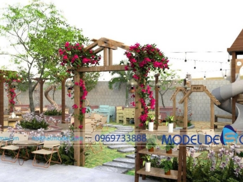 Mẫu quán cà phê sân vườn 200m2