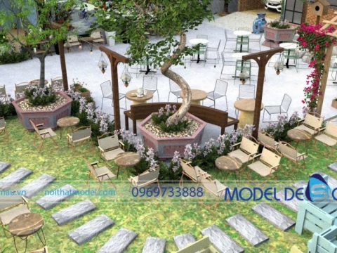 Mẫu quán cà phê sân vườn 200m2