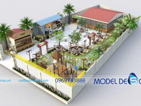 Mẫu quán cà phê sân vườn 200m2