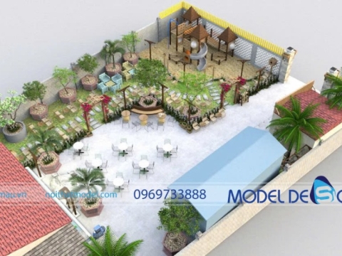 Mẫu quán cà phê sân vườn 200m2
