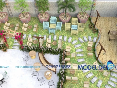 Mẫu quán cà phê sân vườn 200m2