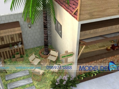 Mẫu quán cà phê sân vườn 200m2