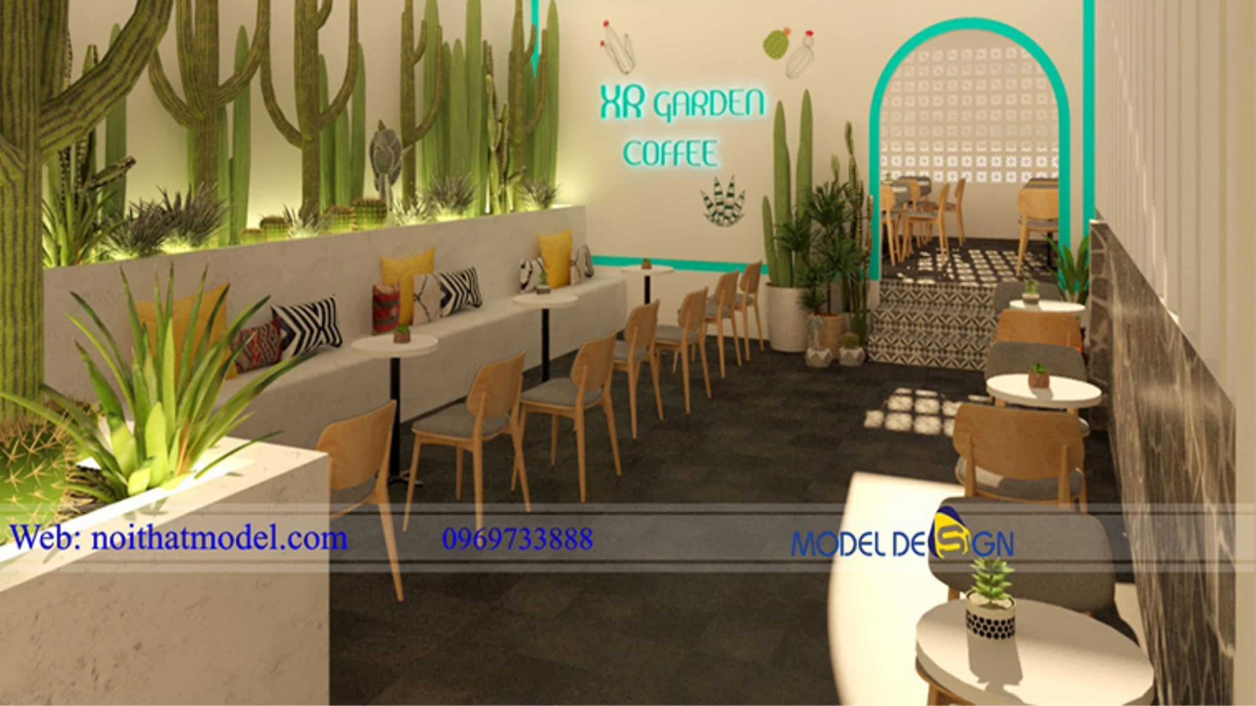 Thiết kế quán trà sữa Địa Trung Hải với tone trắng kem và cửa vòm cong