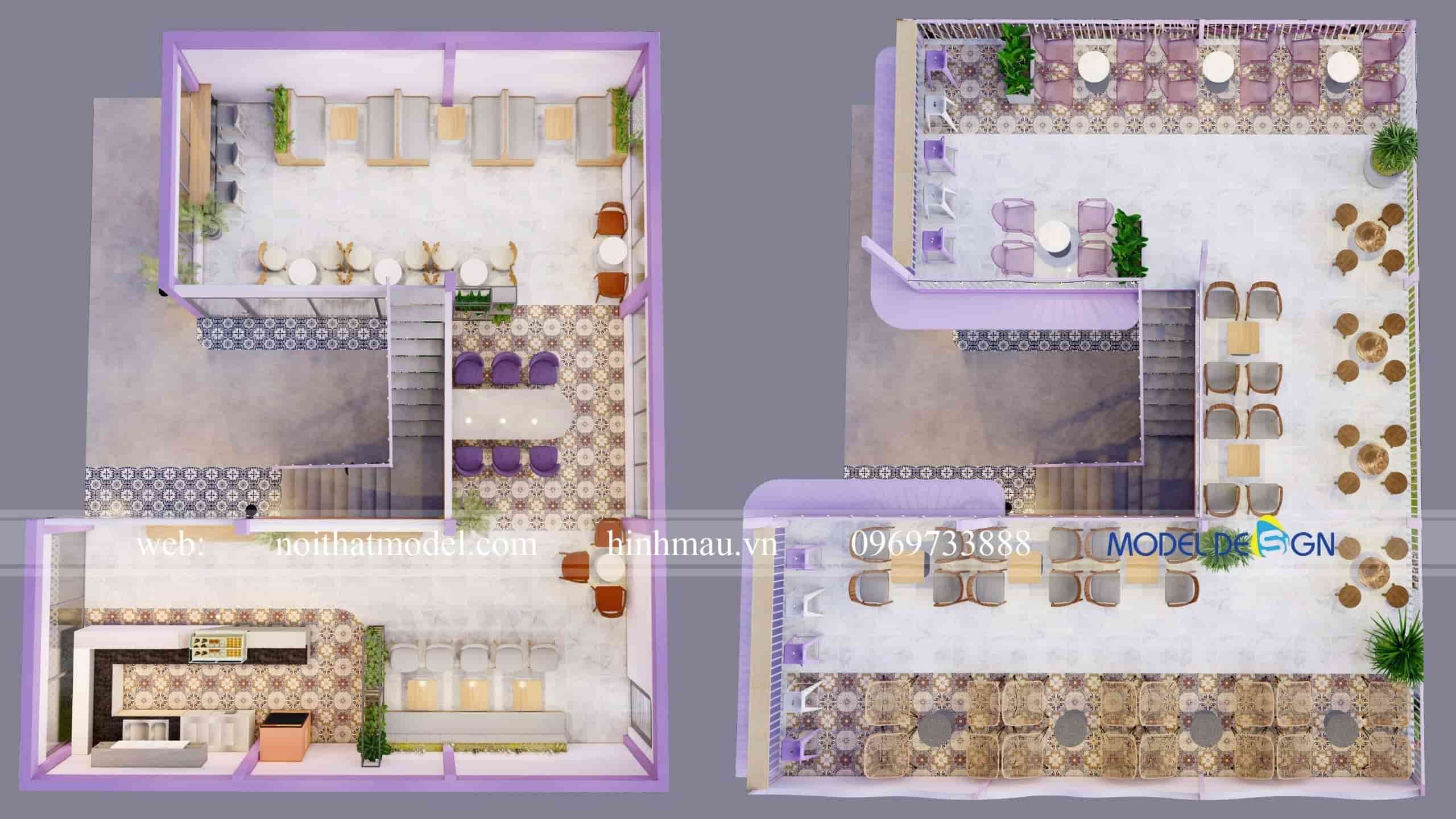 Thiết kế quán trà sữa phong cách Hàn Quốc nhẹ nhàng, tone màu sáng và decor tinh tế